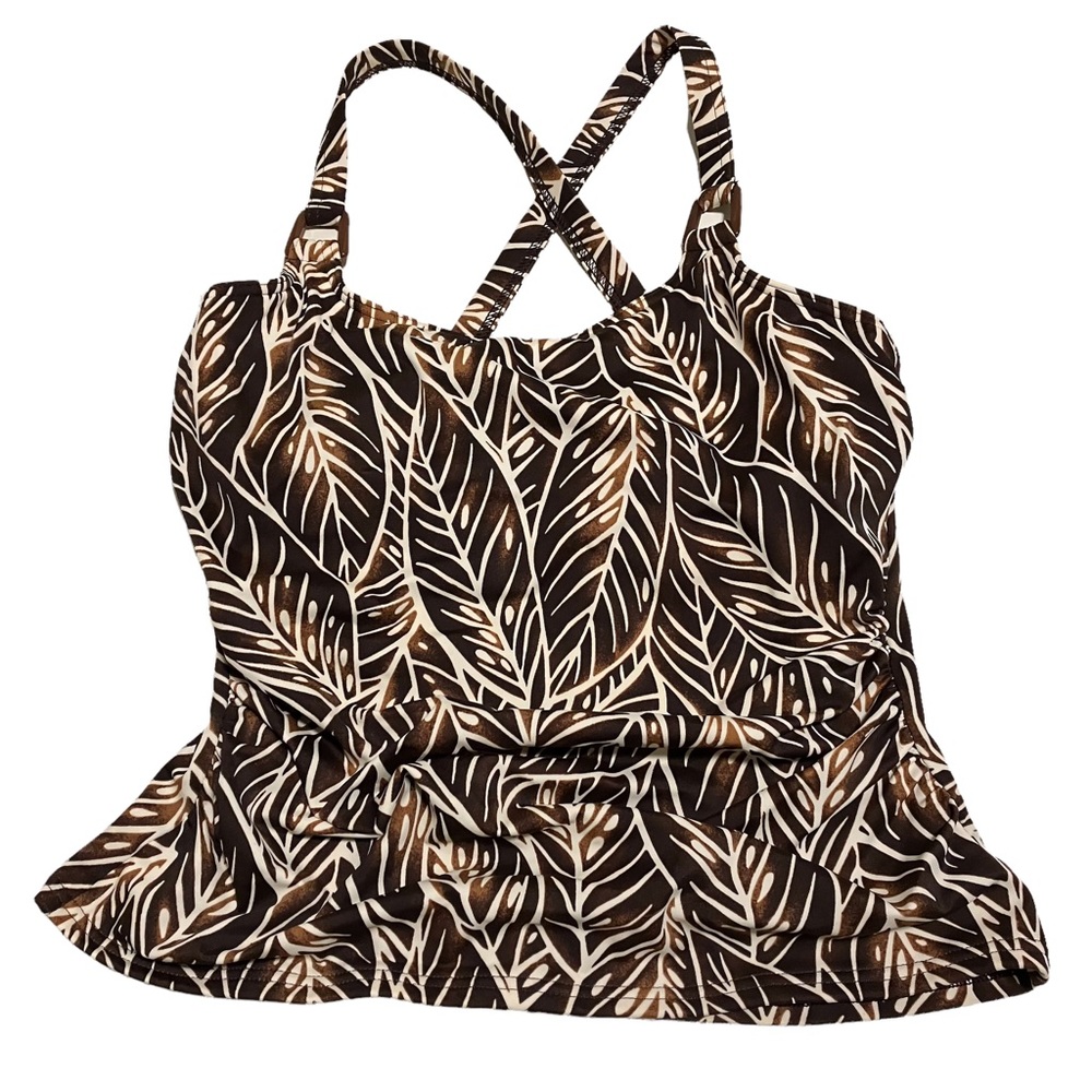 Land's End Tropical Print Underwire Tankini Swim Top